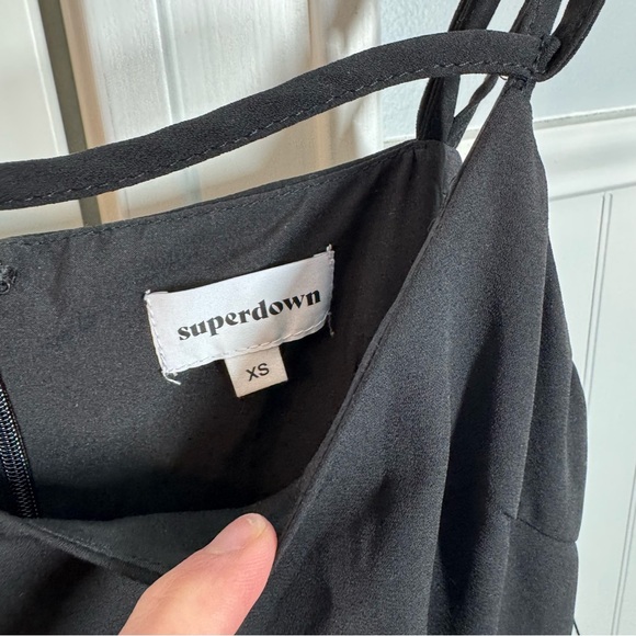 Superdown Analisa Maxi Dress Black XS Slip Off Shoulder High Slit Gown Sexy Girl - Picture 3 of 9